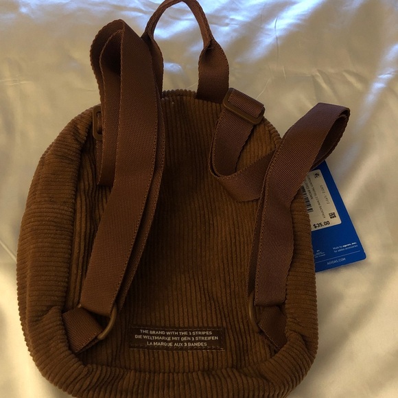 Adidas Corduroy Trefoil 2.0 Mini Backpack Color Preloved Brown NWT - Picture 9 of 16